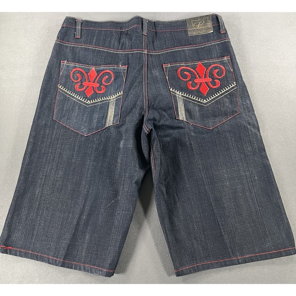 Corked Jeans Y2K 90s Baggy Hip Hop Shorts Sz 38/15 Length Red Stitch Streetwear